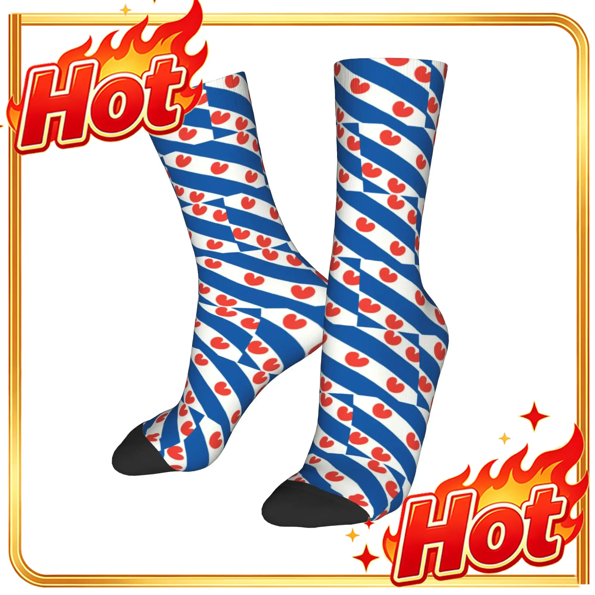 Dress Sock Men - Custom Friesland vlag heren sokken unisex